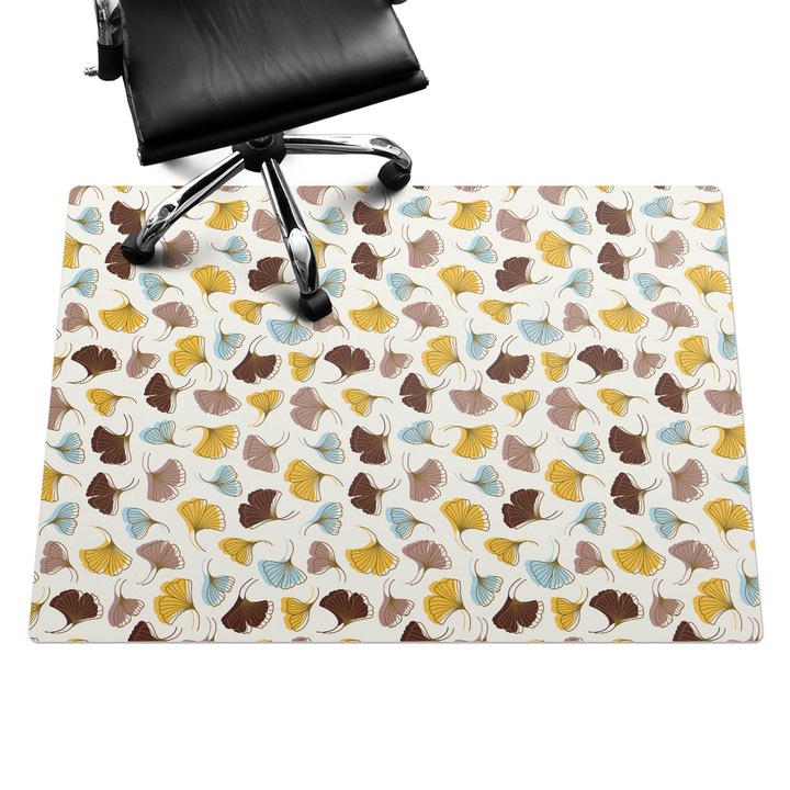 Irodai szék szőnyeg, Wallfluent, Gingko levelek varrat nélküli mintát, Krémszín, 140x100 cm, 010250310030100033447
