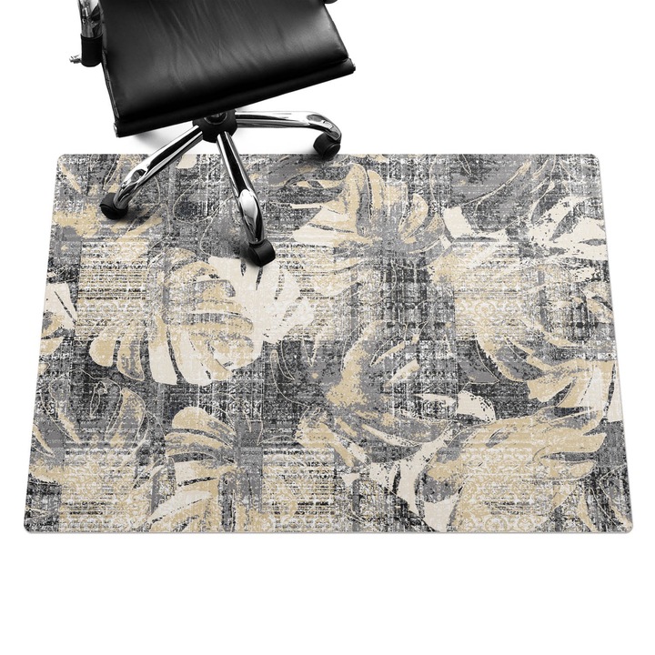 Covoras pentru protectie podea, Wallfluent, Frunze retro vintage, Bej, 140x100 cm, 010250310030100030982