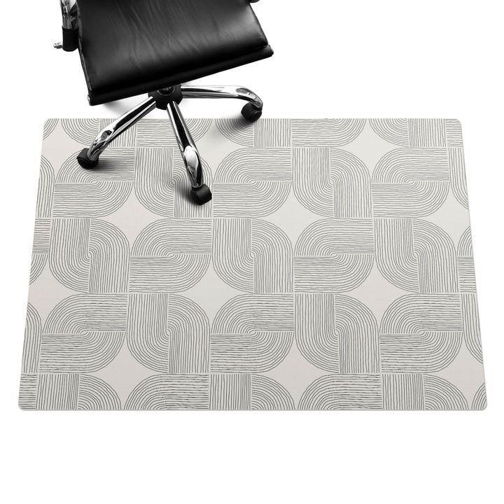 Padlóvédő székalátét, Wallfluent, Geometriai vonal minta, Bézs, 140x100 cm, 010250310030100033365