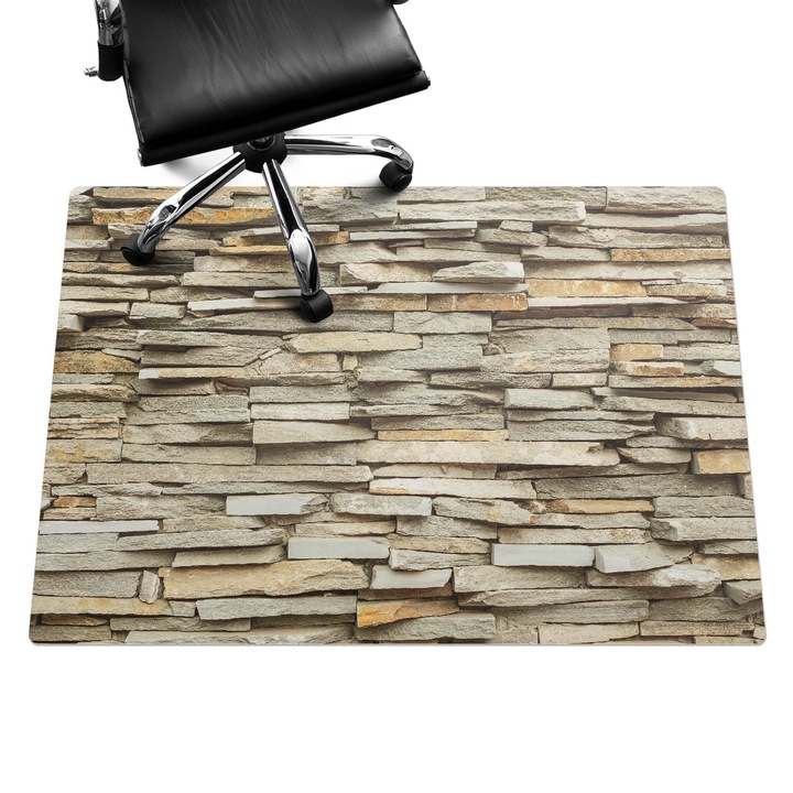 Padlóvédő székalátét, Wallfluent, Kőfal, Bézs, 140x100 cm, 010250310030100004357