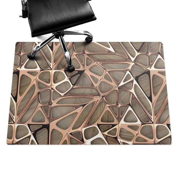 Íróasztal szék alátét, Wallfluent, Organikus 3D vonalak, Barna, 140x100 cm, 010250310030100033990