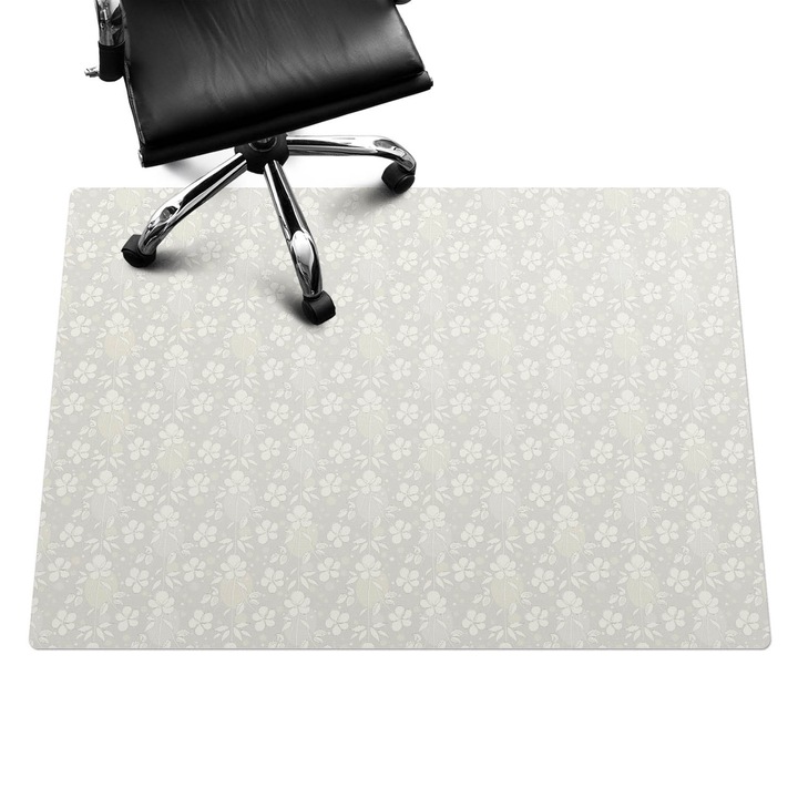 Székalátét, Wallfluent, Retro virágmintás, Szürke, 140x100 cm, 010250310030100033466