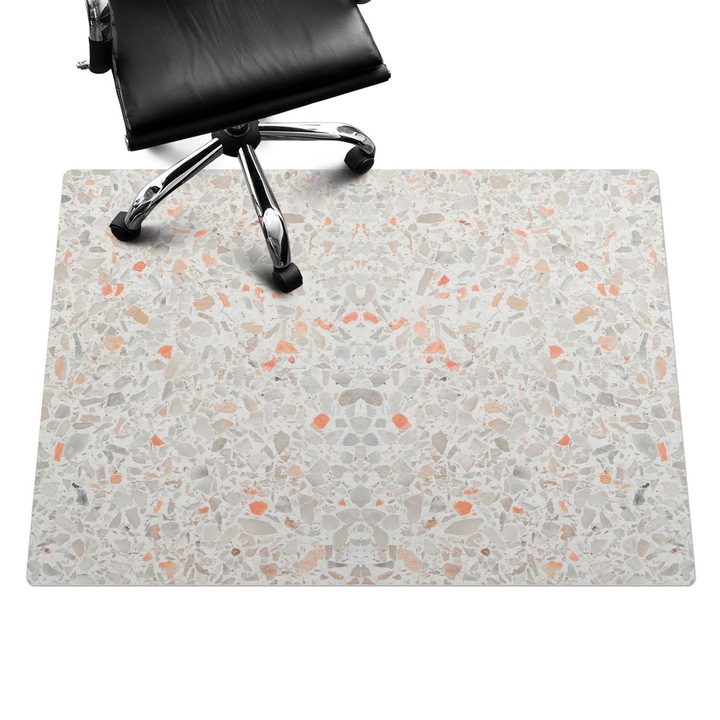 Padlóvédő székalátét, Wallfluent, Terrazzo szimmetrikus, Szürke, 140x100 cm, 010250310030100057074