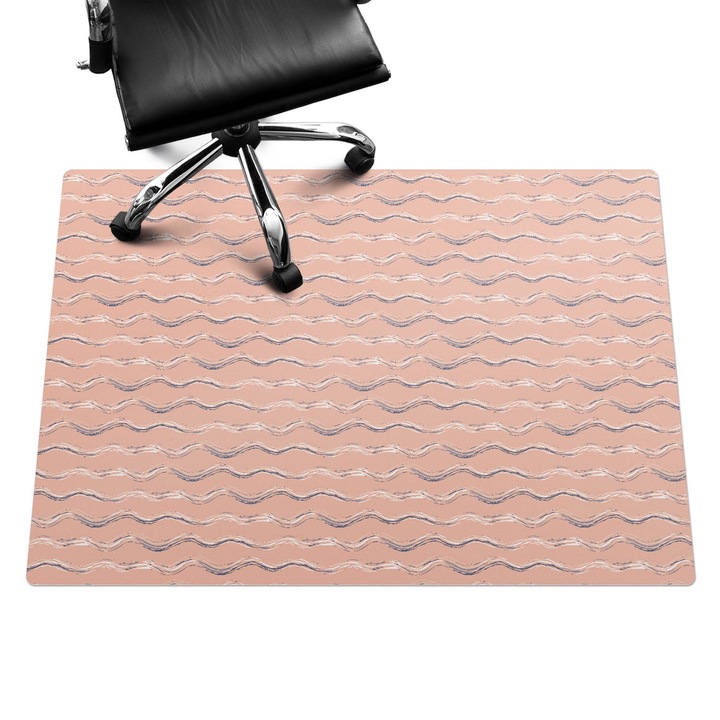 Szék alátét szőnyeg, Wallfluent, Hullámos pasztell vonalak, Bézs, 140x100 cm, 010250310030100033390