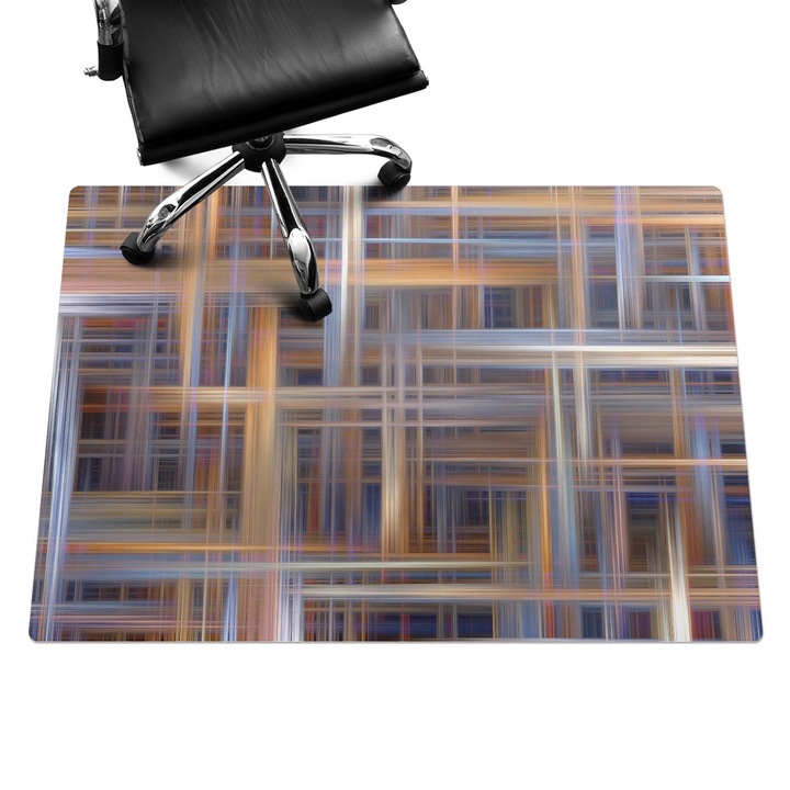 Szék alátét szőnyeg, Wallfluent, Geometrikus vonalszövés, Barna, 140x100 cm, 010250310030100075121