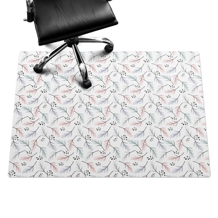 Íróasztal szék alátét, Wallfluent, Pasztell levélmintás, Többszínű, 140x100 cm, 010250310030100033498