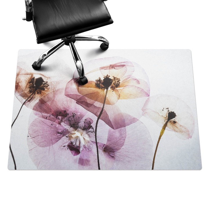 Szék alátét szőnyeg, Wallfluent, Éteri virágok, Rózsaszín, 140x100 cm, 010250310030100075178
