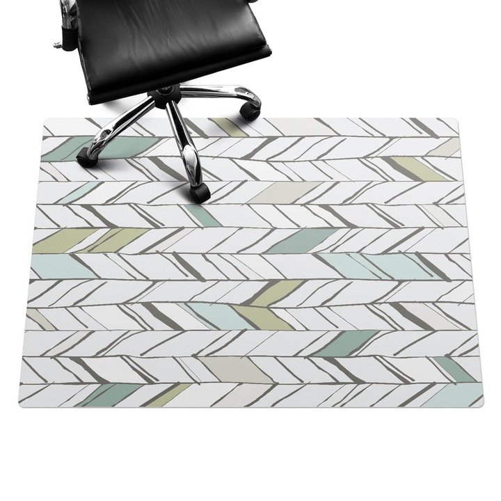 Íróasztal szék alátét, Wallfluent, Halszálkás levelek, Fehér, 140x100 cm, 010250310030100057209