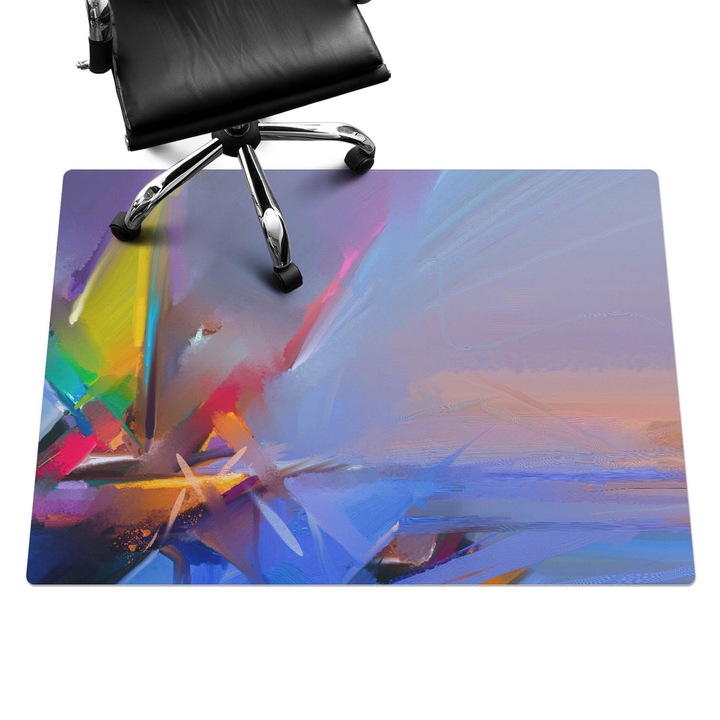 Padlóvédő székalátét, Wallfluent, Absztrakt vonások, Lila, 140x100 cm, 010250310030100074646