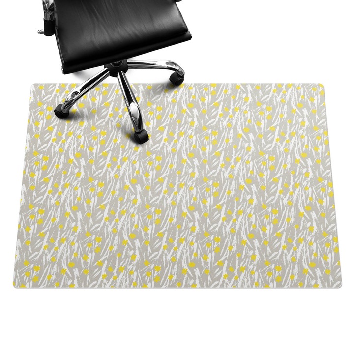 Protectie podea scaun birou, Wallfluent, Model de crenguta florala, Gri, 140x100 cm, 010250310030100033539