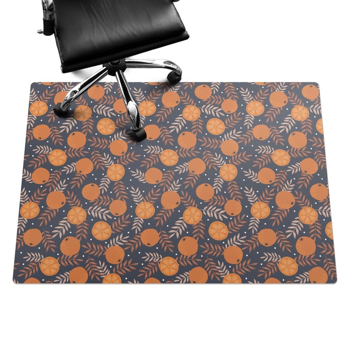 Szék alátét szőnyeg, Wallfluent, Narancs és levelek, Narancssárga, 140x100 cm, 010250310030100033485
