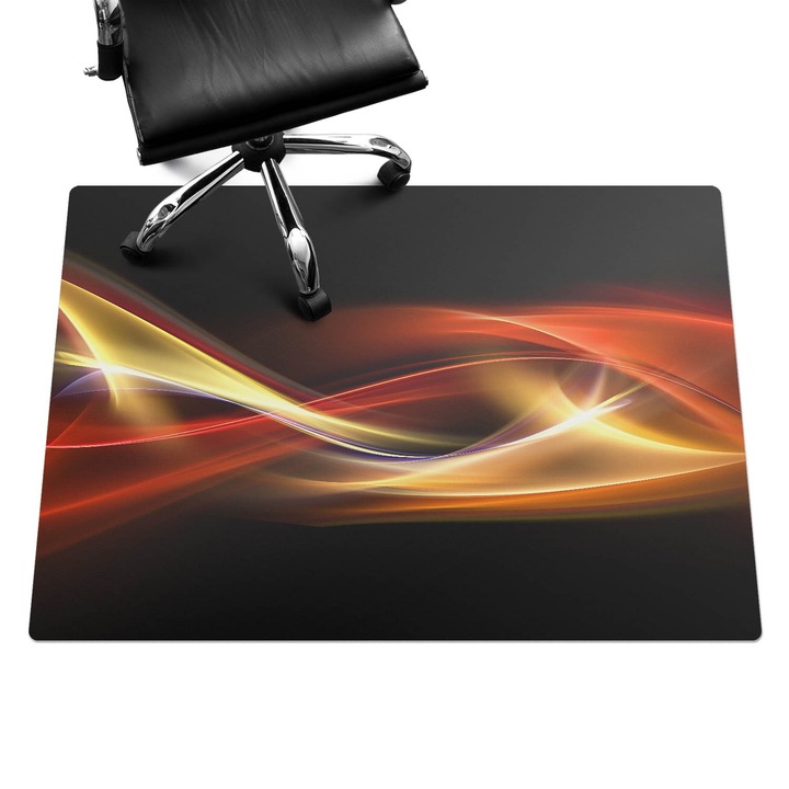 Irodai szék szőnyeg, Wallfluent, Absztrakt hullámok, Narancssárga, 140x100 cm, 010250310030100077351