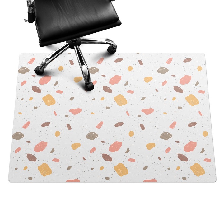 Szék alátét szőnyeg, Wallfluent, Pasztell terrazzo, Narancssárga, 140x100 cm, 010250310030100033536