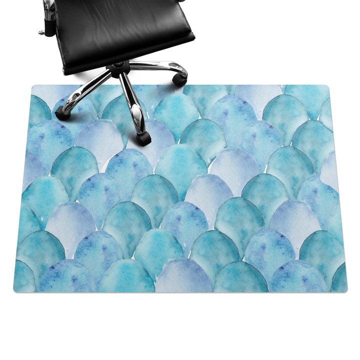 Padlóvédő székalátét, Wallfluent, Akvarell skálák, Kék, 140x100 cm, 010250310030100077405