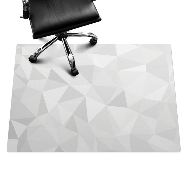 Covoras pentru protectie pardosea, Wallfluent, Model geometric 3D, Alb, 140x100 cm, 010250310030100056580