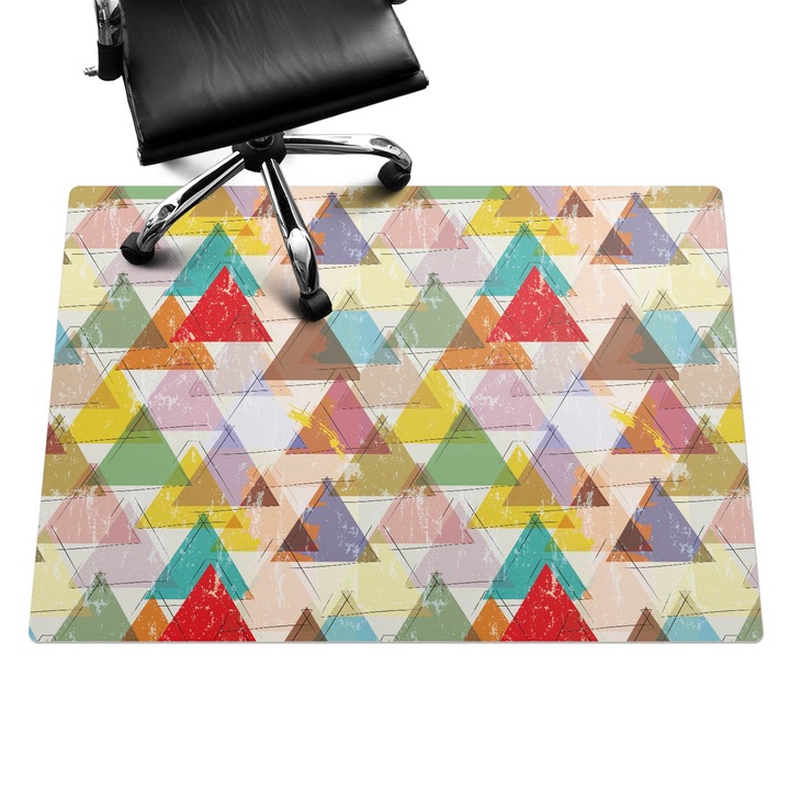 Szék alátét szőnyeg, Wallfluent, Színes retro háromszögek, Többszínű, 140x100 cm, 010250310030100075030