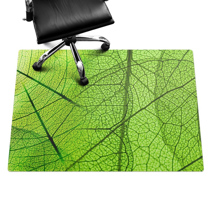 Szék alátét szőnyeg, Wallfluent, Levél közelről, Zöld, 140x100 cm, 010250310030100077243