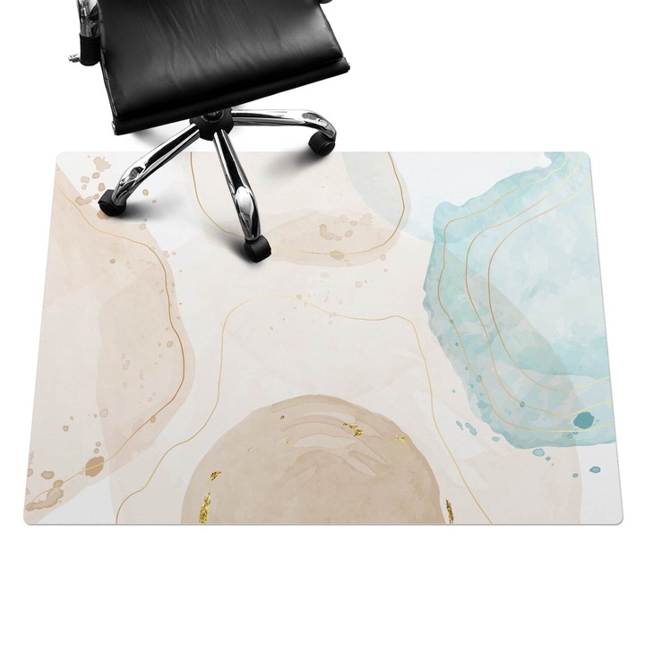 Íróasztal szék alátét, Wallfluent, Absztrakt hullámok, Bézs, 140x100 cm, 010250310030100088367