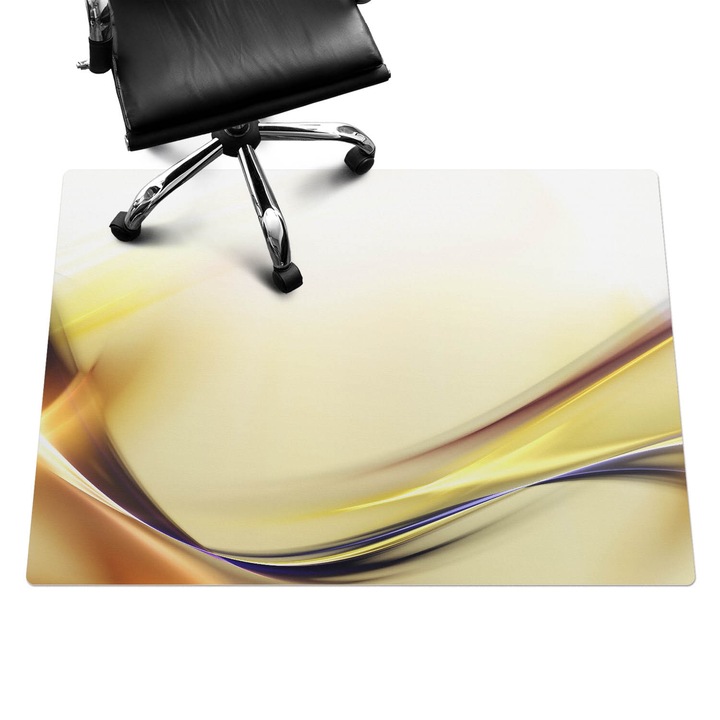 Íróasztal szék alátét, Wallfluent, Finom absztrakciós vonalak, Sárga, 140x100 cm, 010250310030100077344