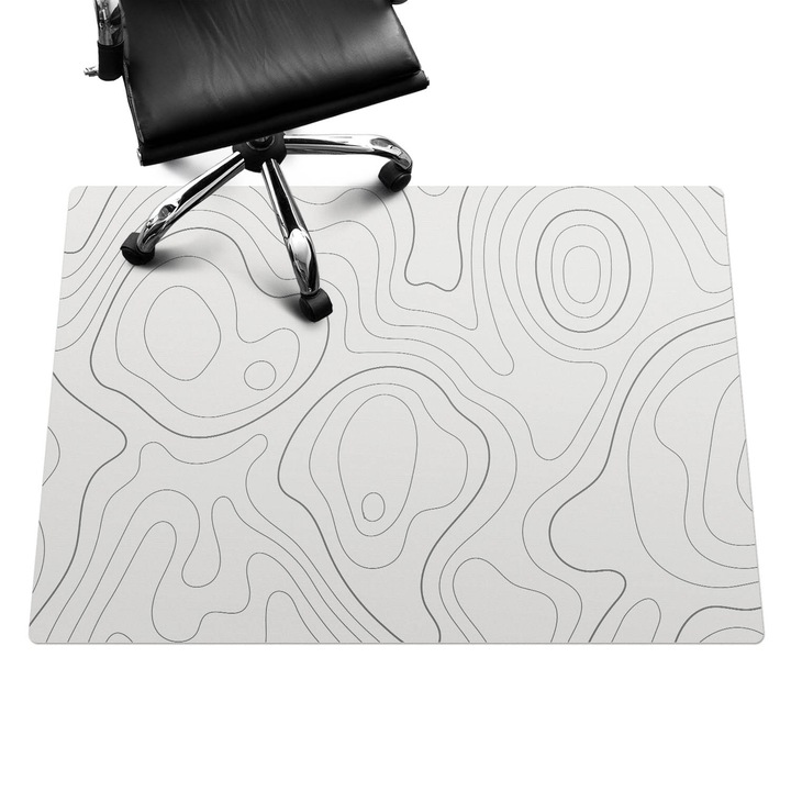 Szék alátét szőnyeg, Wallfluent, Absztrakt vonalak, Fehér, 140x100 cm, 010250310030100088541