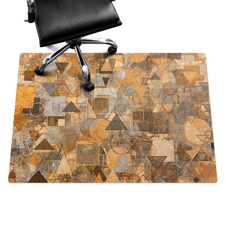 Irodai szék szőnyeg, Wallfluent, Geometriai minták, Narancssárga, 140x100 cm, 010250310030100074640