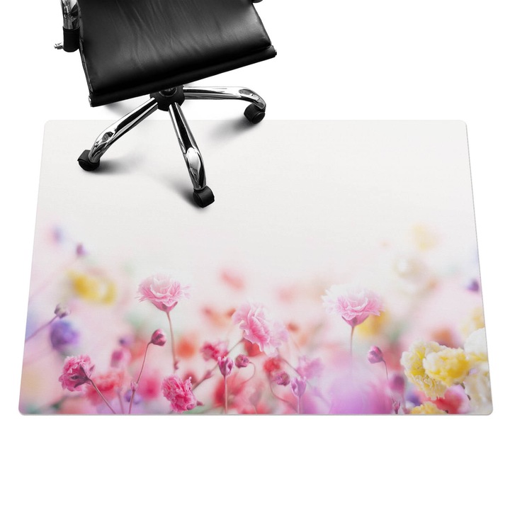 Székalátét, Wallfluent, Pasztell réti virágok, Rózsaszín, 140x100 cm, 010250310030100088501