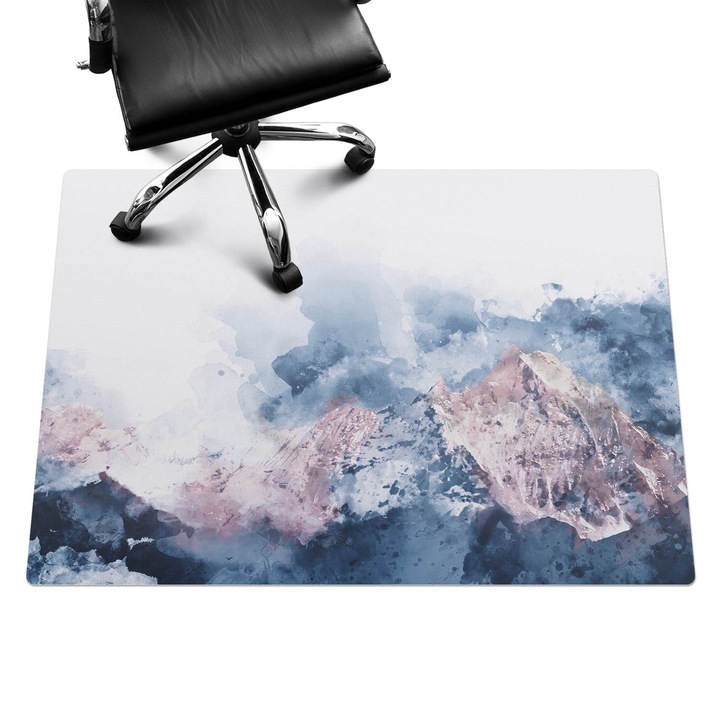 Irodai szék szőnyeg, Wallfluent, Akvarell panoráma, Kék, 140x100 cm, 010250310030100075230