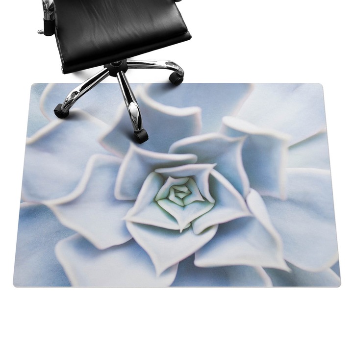 Padlóvédő székalátét, Wallfluent, Spirális pozsgások, Kék, 140x100 cm, 010250310030100077249