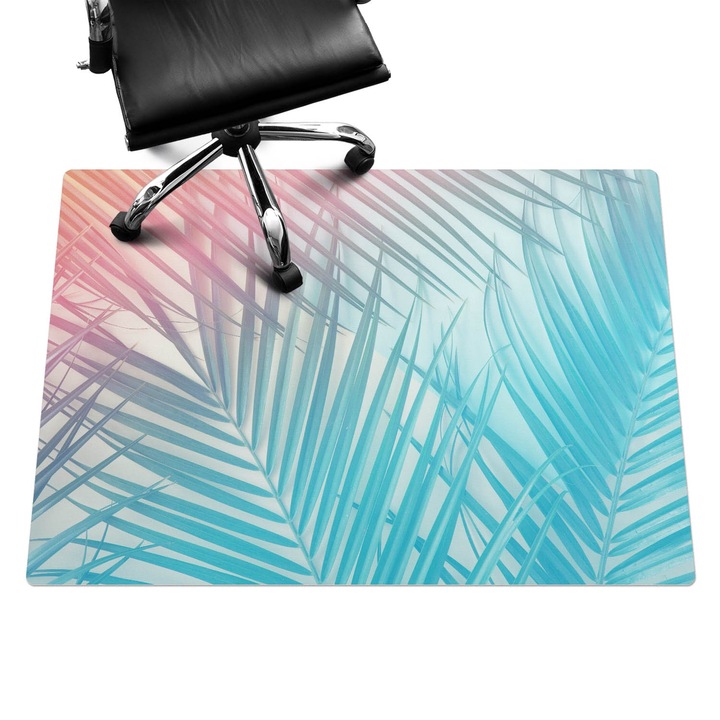 Padlóvédő székalátét, Wallfluent, Pasztell pálmalevél, Türkiz, 140x100 cm, 010250310030100088578