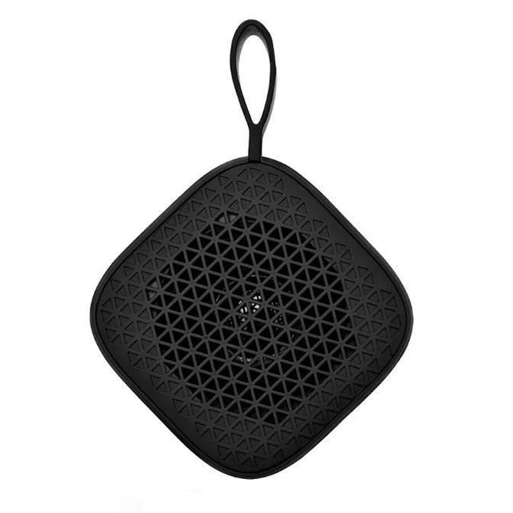 Hordozható hangszóró, Bluetooth, vízálló, fekete, 82x72x45mm