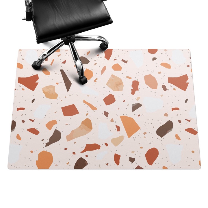 Padlóvédő székalátét, Wallfluent, Terrazzo absztrakt, Narancssárga, 140x100 cm, 010250310030100273987