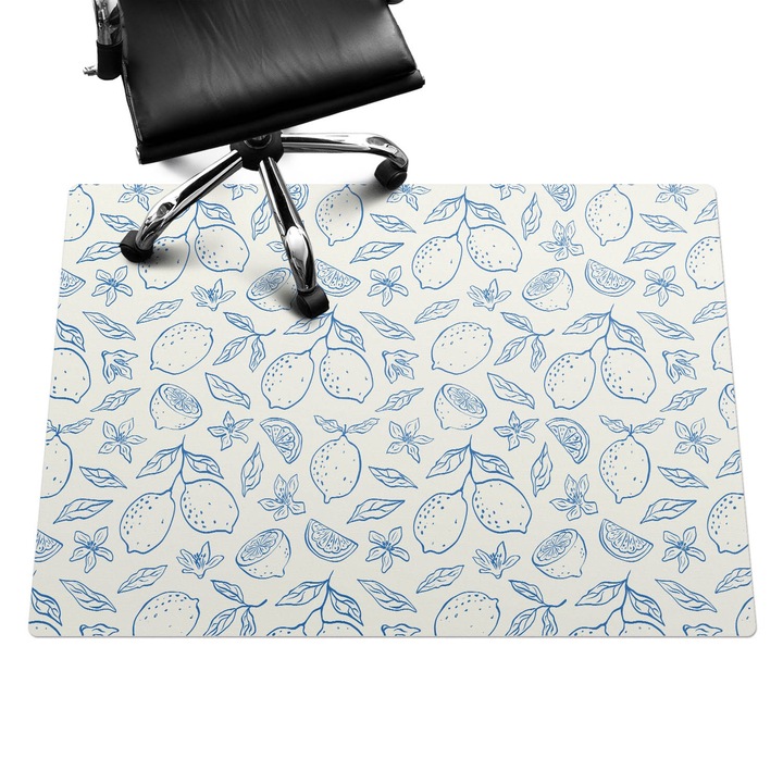 Íróasztal szék alátét, Wallfluent, Citrom retro minta, Kék, 140x100 cm, 010250310030100282791