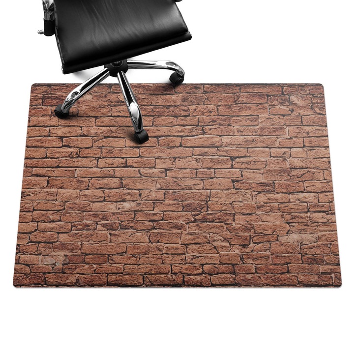 Irodai szék szőnyeg, Wallfluent, Retro téglafal, Barna, 140x100 cm, 010250310030100282492