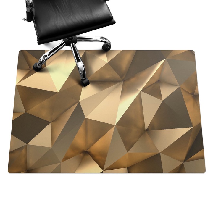 Padlóvédő székalátét, Wallfluent, Geometrikus 3D alakzatok, Barna, 140x100 cm, 010250310030100077199