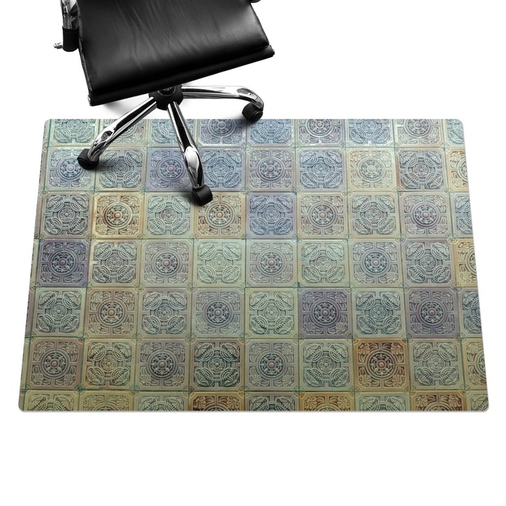 Székalátét, Wallfluent, Retro vintage csempe, Zöld, 140x100 cm, 010250310030100282521