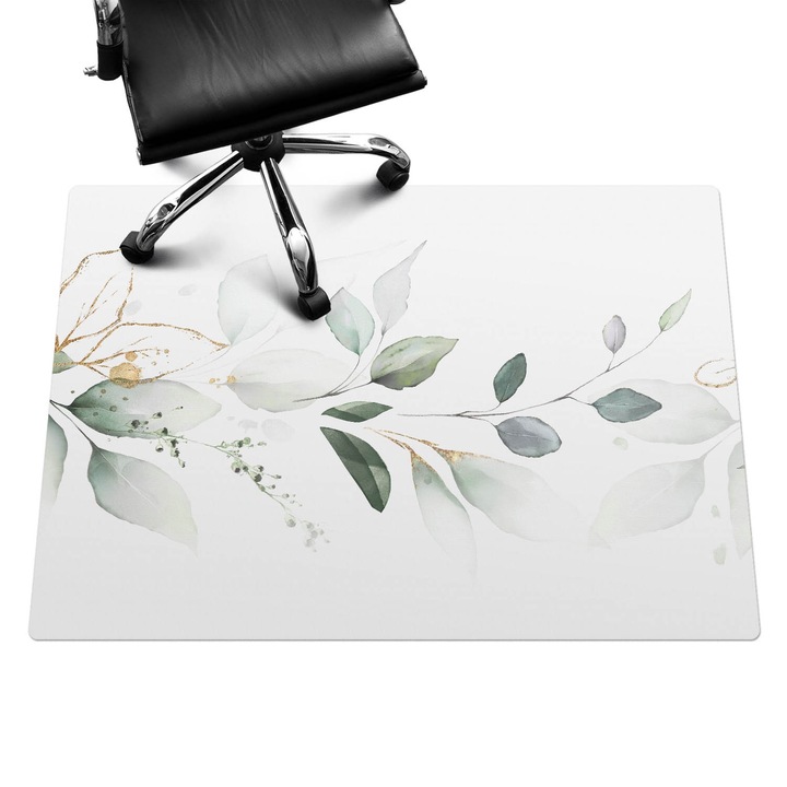 Székalátét, Wallfluent, Finom akvarell levelek, Zöld, 140x100 cm, 010250310030100088423