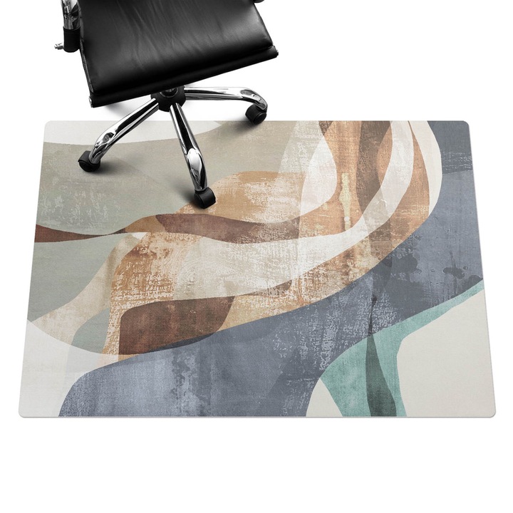 Szék szőnyeg, Wallfluent, Absztrakt hullámok, Barna, 140x100 cm, 010250310030100282729