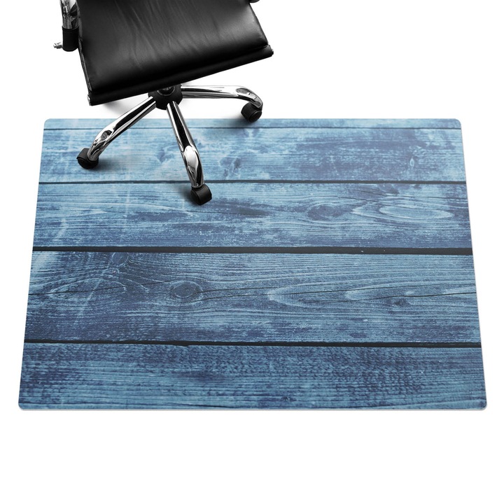 Padlóvédő székalátét, Wallfluent, Vintage fa táblák, Kék, 140x100 cm, 010250310030100282494