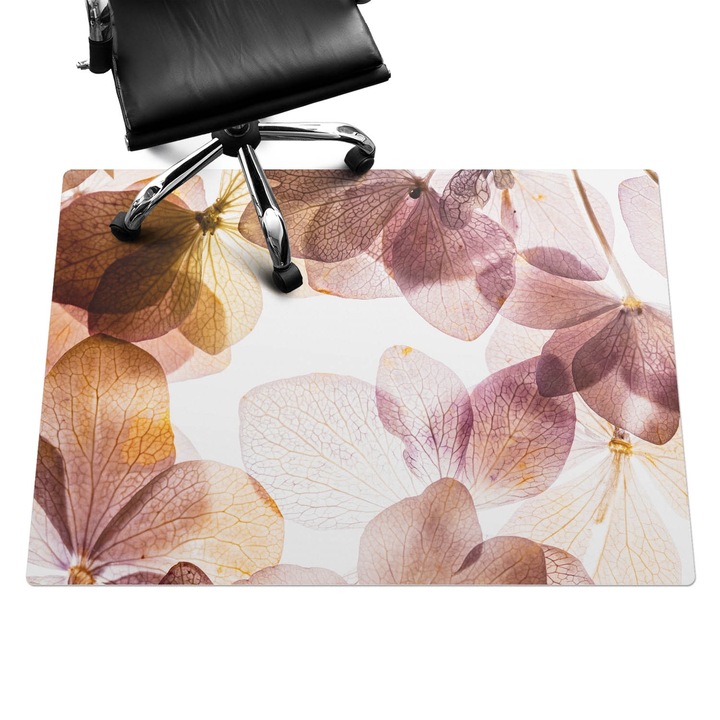 Irodai szék szőnyeg, Wallfluent, Finom virágszirmok, Bézs, 140x100 cm, 010250310030100282786