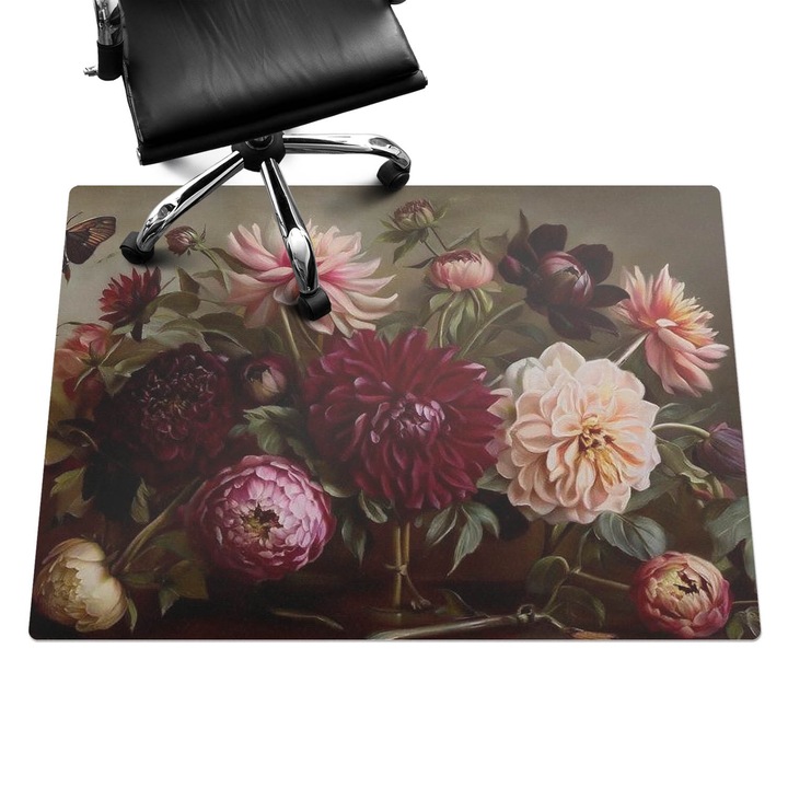 Íróasztal szék alátét, Wallfluent, Virágcsokor, Bordó, 140x100 cm, 010250310030100282730