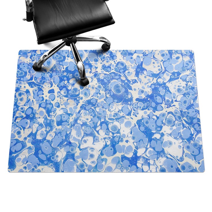 Szék alátét szőnyeg, Wallfluent, Márványos buborékok, Kék, 140x100 cm, 010250310030100282853
