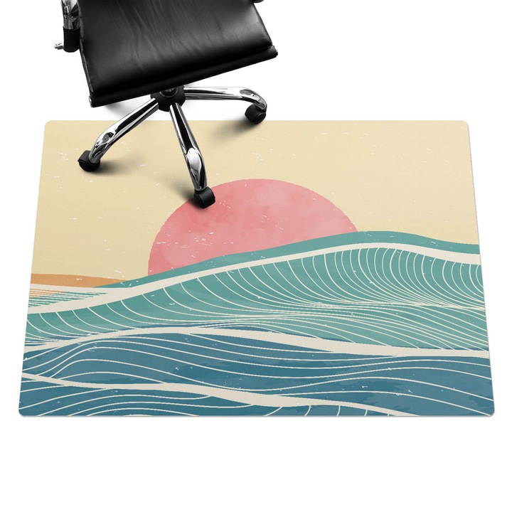 Covoras pentru protectie pardosea, Wallfluent, Valuri si apus, Galben, 140x100 cm, 010250310030100282764