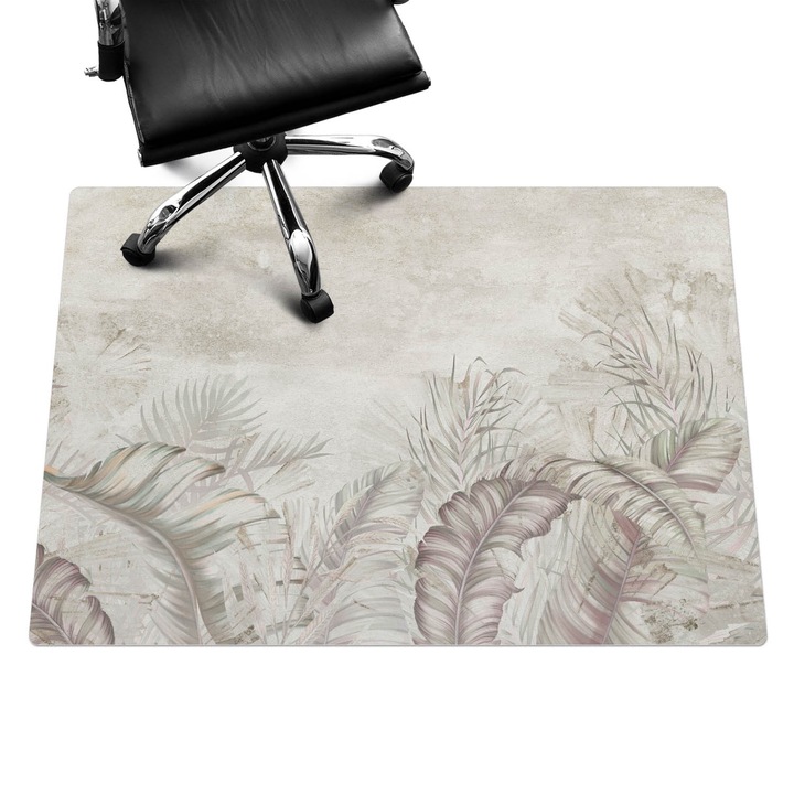 Irodai szék szőnyeg, Wallfluent, Pasztell levelek, Bézs, 140x100 cm, 010250310030100282731