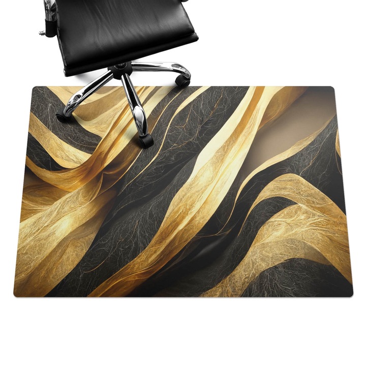 Székalátét, Wallfluent, Hullámos vonalak, Fekete, 140x100 cm, 010250310030100088334