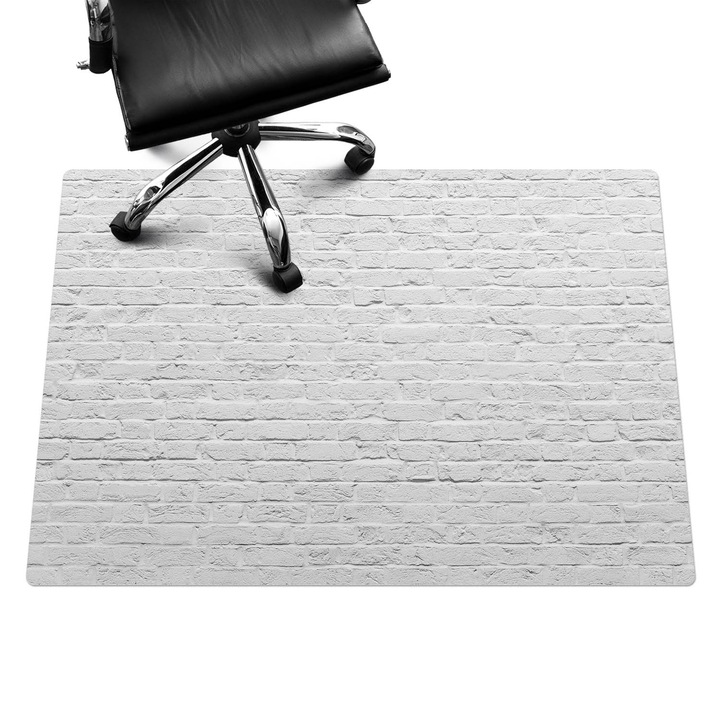 Protectie podea scaun birou, Wallfluent, Zid de caramida, Alb, 140x100 cm, 010250310030100088245