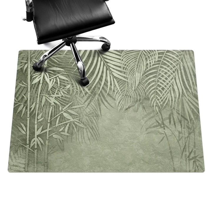 Íróasztal szék alátét, Wallfluent, Trópusi levelek, Zöld, 140x100 cm, 010250310030100282779