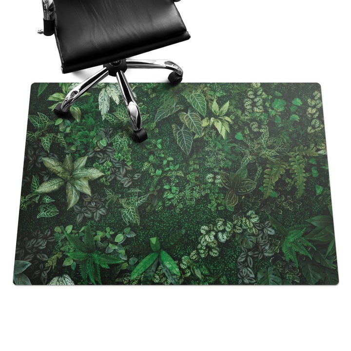 Padlóvédő székalátét, Wallfluent, Levélfal, Zöld, 140x100 cm, 010250310030100282824