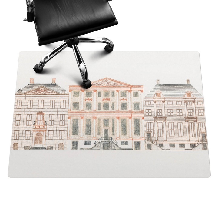 Szék szőnyeg, Wallfluent, Bérházak rajza, Krémszín, 140x100 cm, 010250310030100282717