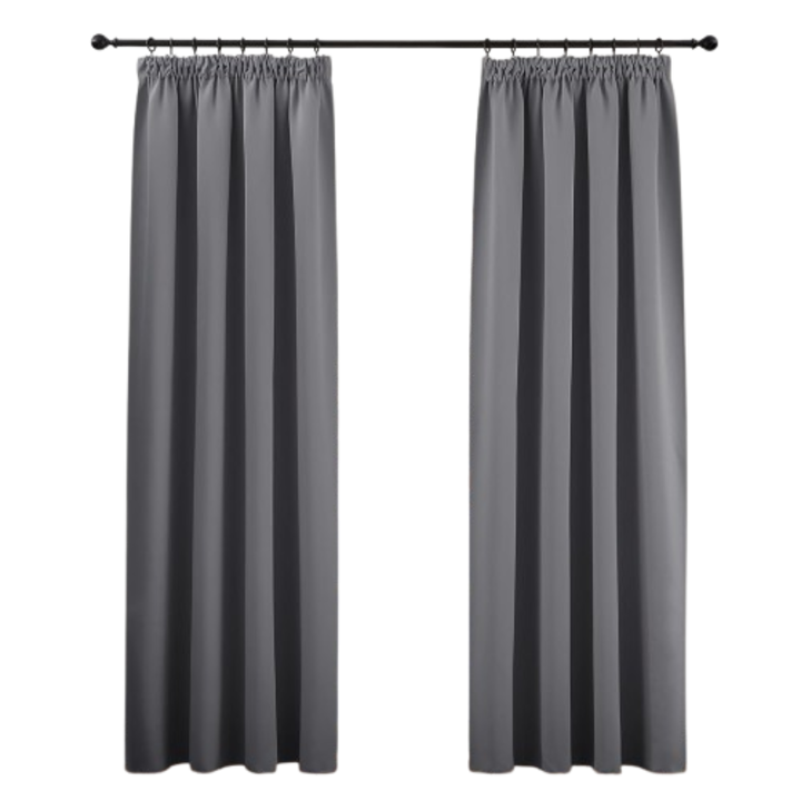 Deconovo szett 2db hőszigetelt sötétítőfüggöny, visszaköthető, szürke, 168 x 229 cm