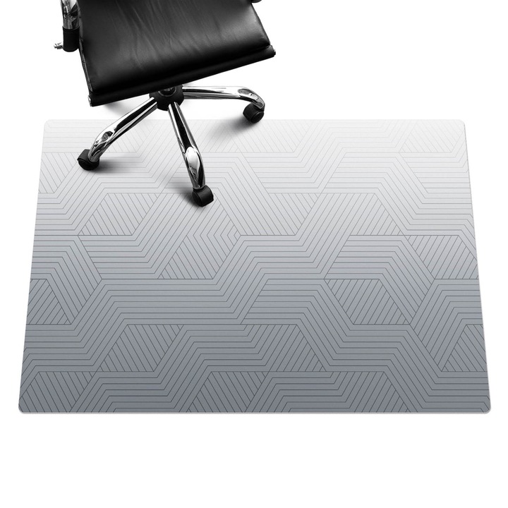 Szék alátét szőnyeg, Wallfluent, Geometriai vonalak, Szürke, 140x100 cm, 010250310030100282511